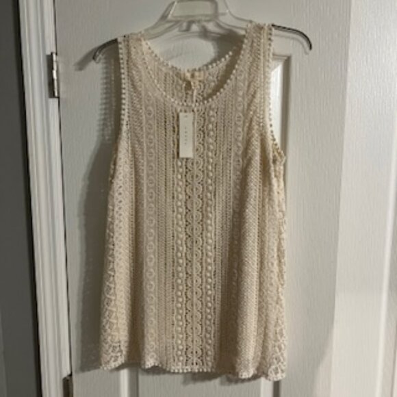 Adiva Women's Lace Tank Top With Spaghetti Strap Camisole Cream New With Tags XL - Picture 1 of 15